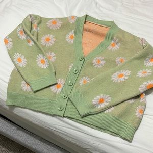 Floral Blanket Sweater/ cardigan